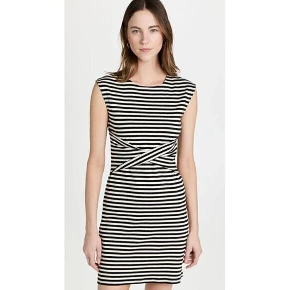Theory Dress Small Stripe Sleeveless Twist-Front Clinton - Picture 3 of 17